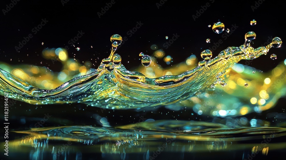 Aufkleber dynamic water splash action abstract conceptual scene liquid art dark background close-up view fluid
