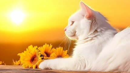 4kquality.White Cat.Full Body Shot .Cute atmosphere