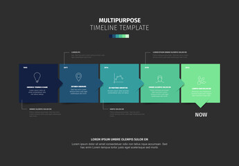 Multipurpose Timeline Template Design with big teal square blocks