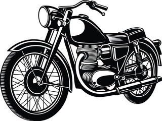 Fototapeta premium Vintage Motorcycle Classic Design Black and White Illustration