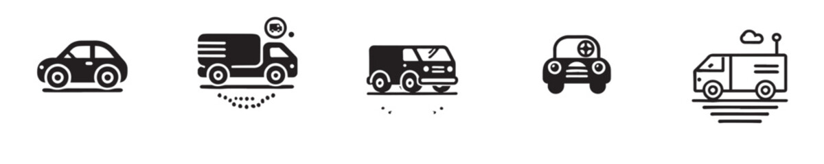 vector collection of car icon silhouettes