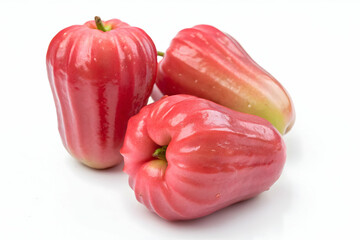 Shiny Rose Apples on White Background