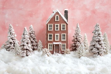 Spun sugar trees around chocolate townhouse