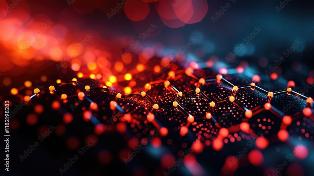 Poster abstract technology background with bright particles and patterns