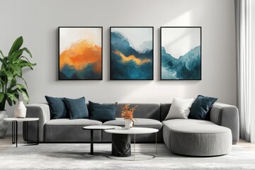 Living room wall art display mockup for modern interiors with home decor inspiration and stylish visualization techniques to enhance your space elegance
