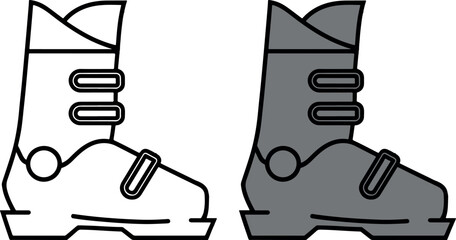 professional ski boot vector art and Illustration 2 isolated by white background