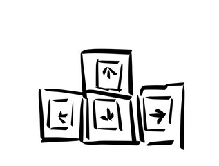 Cursor control buttons on a computer keyboard with arrows down, up, left, right.