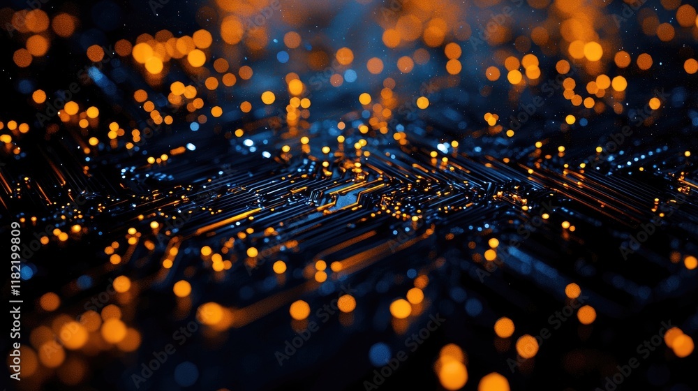 Poster abstract technology background with glowing lights and circuit design