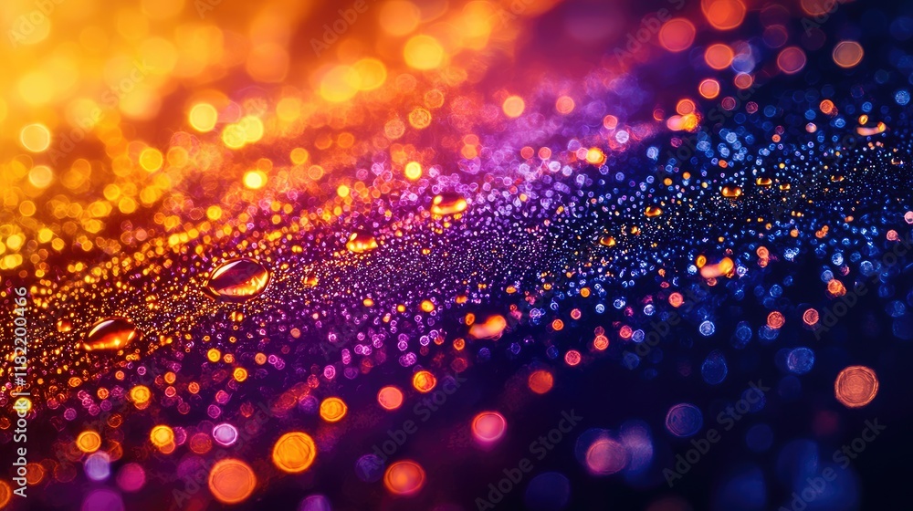 Poster colorful abstract background with water droplets and bokeh effect