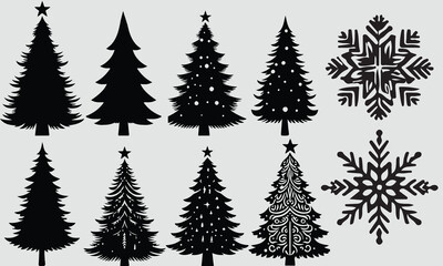 christmas trees set