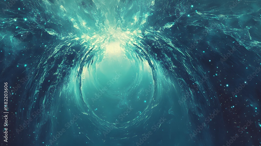 Poster dynamic ocean waves splashing in a surreal underwater scene abstract digital art tranquil environmen