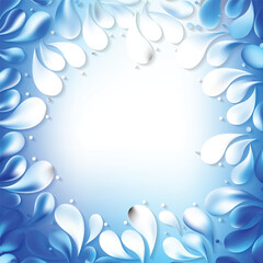 Abstract Blue White Decorative Floral Drops Background