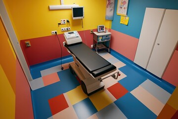 Naklejka premium Colorful Pediatric Examination Room Medical Equipment