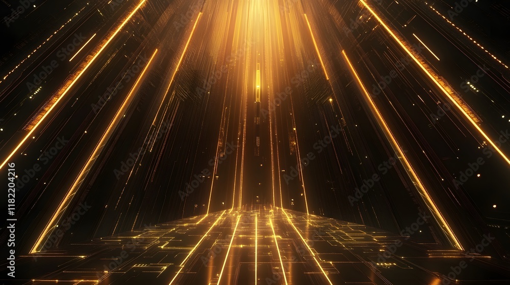 Poster dynamic light burst event digital realm 3d animation futuristic environment high angle viewpoint ene