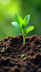 Fototapeta premium Tierra manchada con semillas de habas y ra?ces, green, soil, roots