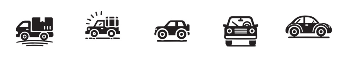 vector collection of car icon silhouettes