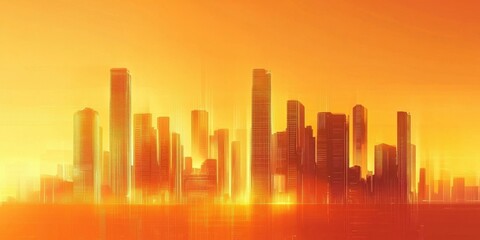 Fototapeta premium Golden Hour City Skyline Modern Architecture Design