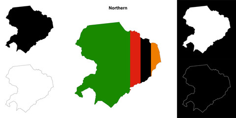 Fototapeta premium Northern province outline map set
