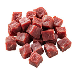 A Delicious Pile of Diced Beef Cubes, Ready for Cooking