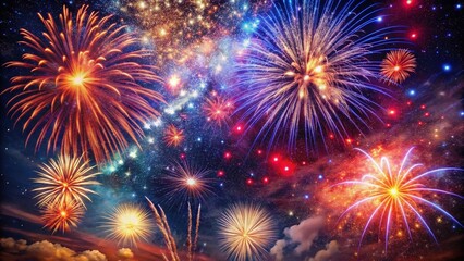 Fototapeta premium Surreal Fourth of July Fireworks: Dreamlike Night Sky Spectacle