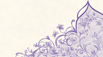 Obraz premium Lavender Floral Design Corner Element With Swirls