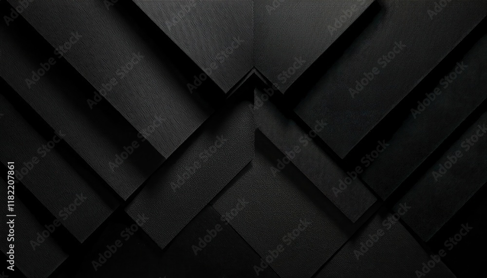 Poster overlapping black textured geometric layers with minimalistic design for modern background, branding, or web graphics