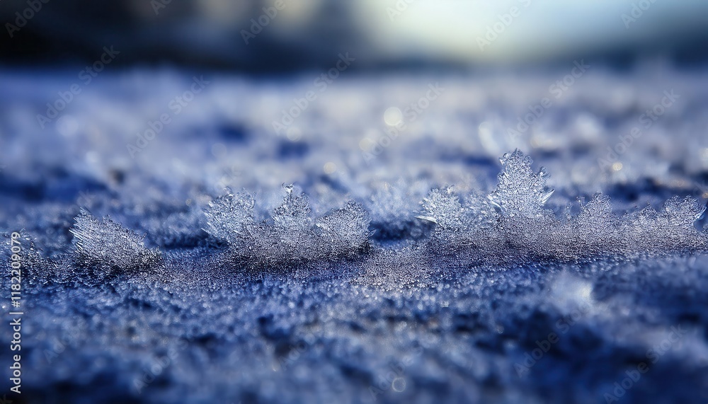 Poster close-up of a delicate snowflake crystal on frosty ground, showcasing intricate patterns and shimmering details for winter themed designs