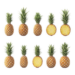 Twelve Pineapples: A Delightful Arrangement of Whole and Sliced Tropical Fruits