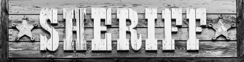 Sheriff sign on vintage background, wild west design. Concepts of justice, protection and security