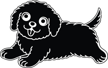 A small puppy silhouette vector art, a small puppy line art vector, a small puppy vector illustration