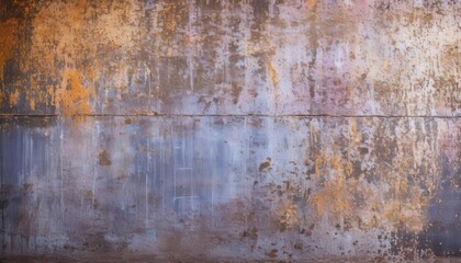 Fototapeta premium weathered industrial metal surface with rust stains and scratches, abstract texture with orange and blue tones for grunge design background