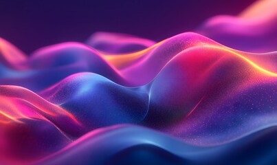 Obraz premium A vibrant 3D design with flowing, wavy lines in holographic neon hues