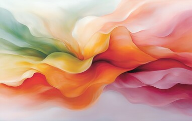 Obraz premium Abstract Colorful Swirling Fluid Paint Textures Warm Hues Orange Red Green Yellow Artistic