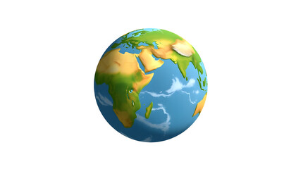 Illustration of the earth isolated on a white background, dinamic scene