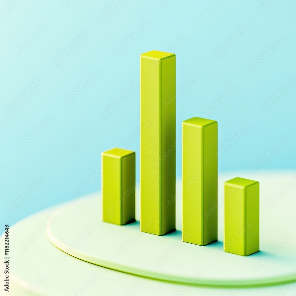 Poster green bar graph on light blue background displaying data