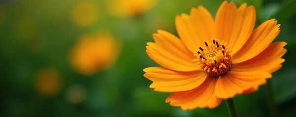 Fototapeta premium Orange and yellow flower details in macro photography, nature, closeup