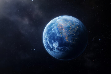 Fototapeta premium Full view of the earth from space, against the vastness of space