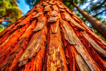 Detailed cedar bark texture, a high-resolution image revealing intricate wood grain in a rustic natural setting.