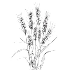 Fototapeta premium Detailed Black and White Drawing of Wheat Heads
