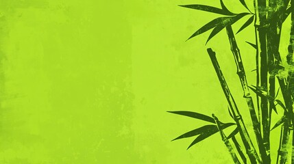 Naklejka premium Green Bamboo Silhouettes Against Smooth Textured Background for Nature Designs