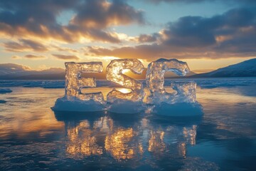Fototapeta premium Giant ESG Ice Sculpture on Lake