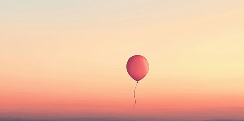 Fototapeta premium Single Red Balloon Ascending at Sunset