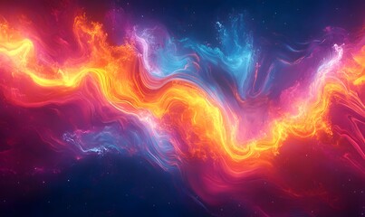 Fototapeta premium A stunning 3D abstract with neon liquid flowing in multi-colored streaks