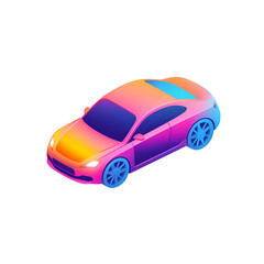 Isometric View of a Vibrant Gradient Sports Coupe Car