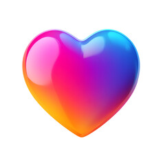 Gradient Colorful Heart, 3D Render, Vibrant Love Symbol, Shiny, Smooth