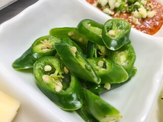 Korean food. Sliced ​​Cheongyang Pepper