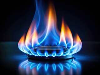 Minimalist fire image: dark blue gradient, burning gas creates abstract blue flame.