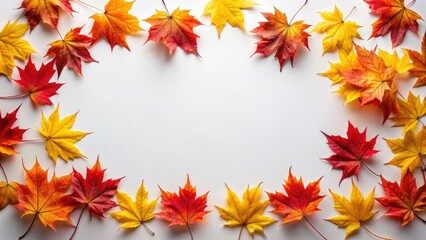 Minimalist autumn background: a frame of fiery maple leaves for a nature-inspired wallpaper.
