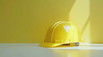 Bright Yellow Hard Hat on White Surface