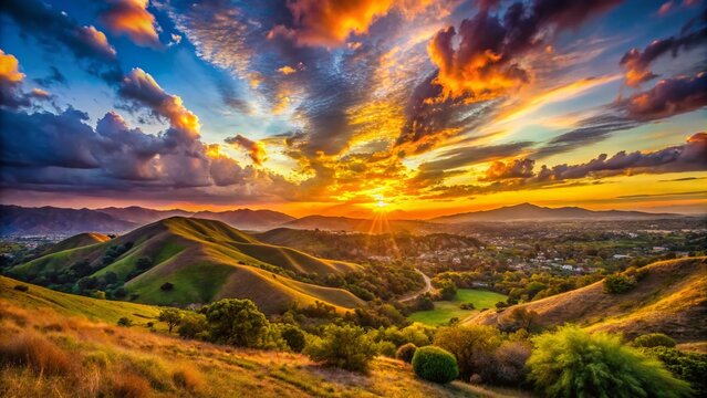 Surreal Sunset over Simi Valley: Peaceful California Evening Landscape